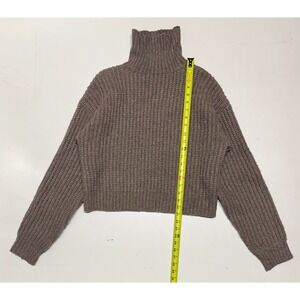 GOOD AMERICAN Brown Chunky Knit Turtleneck Cropped Sweater Size S
